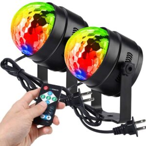 Litake(リテーク)  2個セット 6W LEDミラーボール 7つの照明モード 回転 音声起動 リモコン付き ディスコライト