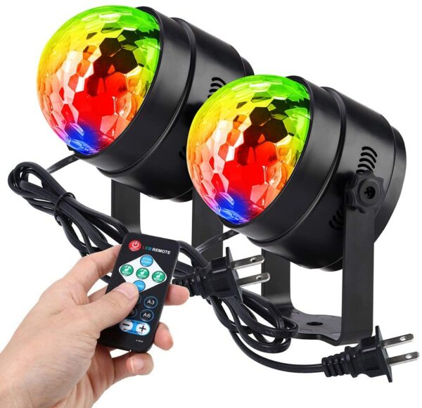 Litake(リテーク)  2個セット 6W LEDミラーボール 7つの照明モード 回転 音声起動 リモコン付き ディスコライト
