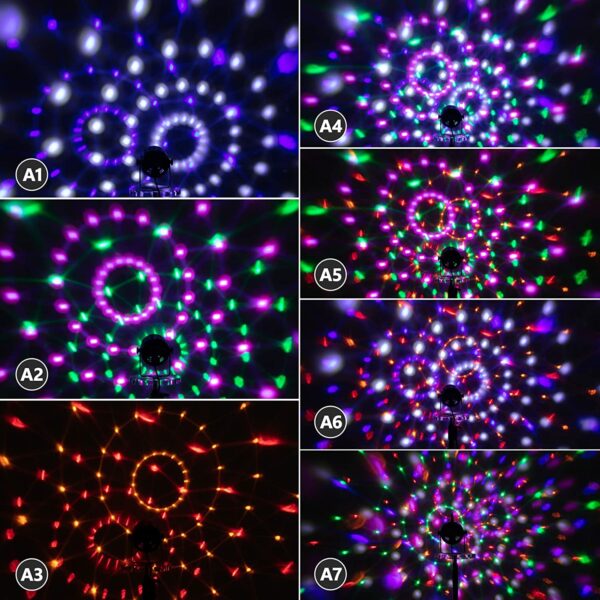 Litake(リテーク)  2個セット 6W LEDミラーボール 7つの照明モード 回転 音声起動 リモコン付き ディスコライト - 画像 (6)