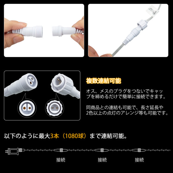 Litake(リテーク) LED電飾 360球 30m LED イルミネーションライト メモリー機能 8点灯パターン 4色 ハロウィン クリスマス  飾りつけ 屋外 防水 連結可 - 画像 (8)