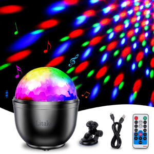 Litake(リテーク)  新仕様登場 ミラーボール LED 常夜灯 ナイトライト USB充電式 ディスコライト 音声起動 リモコン付き