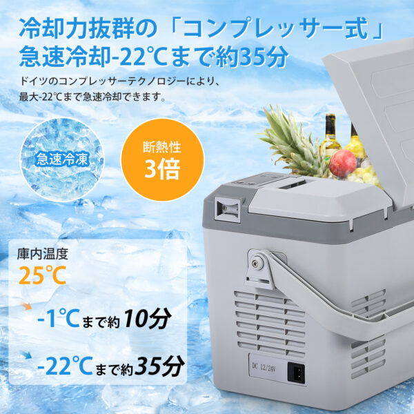 Litake  車載冷蔵庫 冷凍庫 9L 12V 24V クーラーボックス 保冷 シガーソケットDC ポータブル冷蔵庫 低電圧保護 車中泊 アウトドア キャンプ - 画像 (3)