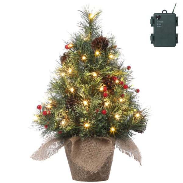 Litake クリスマスツリー おしゃれ 50cm 卓上 ミニツリー 足元 暖色 LEDライト タイマー付 クリスマス雑貨