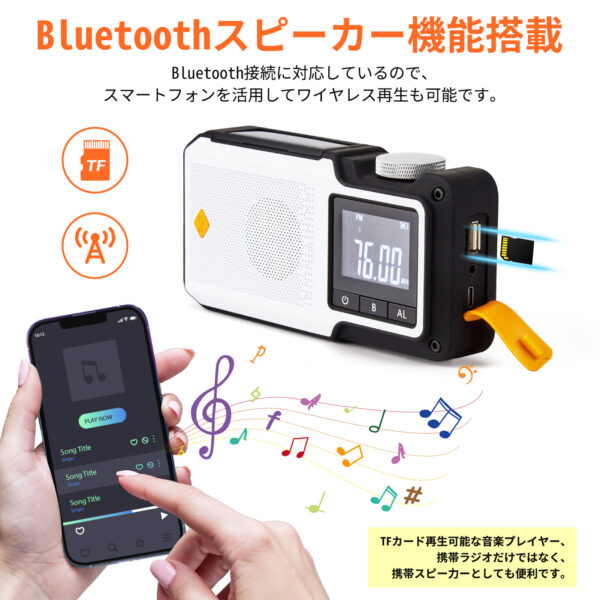 Litake 自動選局  多機能防災ラジオ 5000mAh LEDライト SOS 手回し USB ソーラー充電 AM/FM 防災グッズ - 画像 (7)