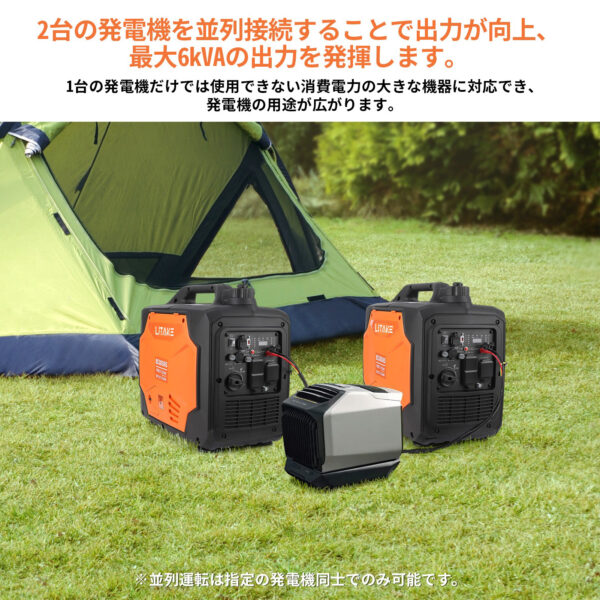 Litake  発電機 インバーター 発電機 最大出力3500W ガソリン発電機 家庭用発電機 非常用電源 ポータブル発電機 - 画像 (6)