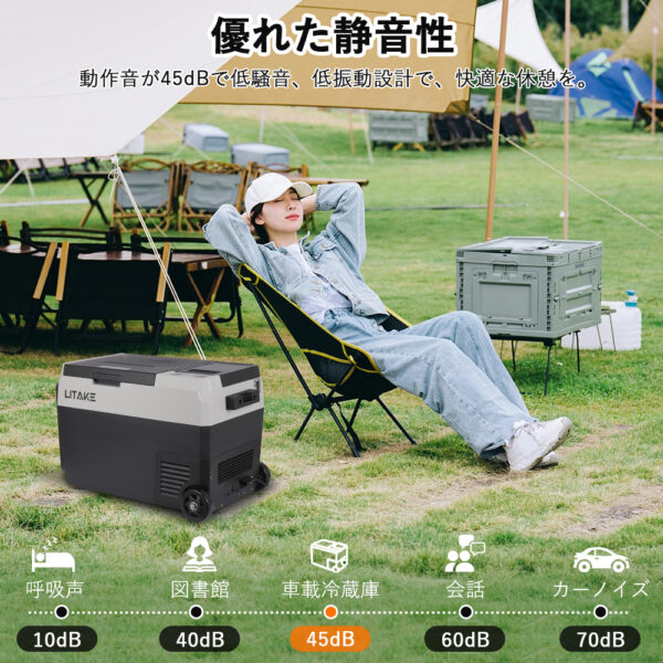 Litake  車載冷蔵庫 29L 大容量 バッテリー対応 2室 1室 DC12V/24V AC100V 低電圧保護 クーラーボックス アウトドア キャンプ F29 - 画像 (10)