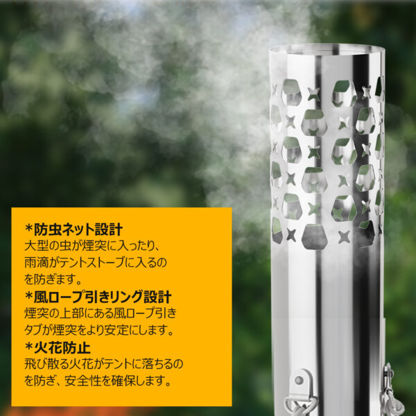 Litake 薪ストーブ キャンプ 折りたたみ 薪ストーブ 小型 オーブン 煙突 テント 耐熱ガラス窓 収納バッグ付き アウトドア - 画像 (8)