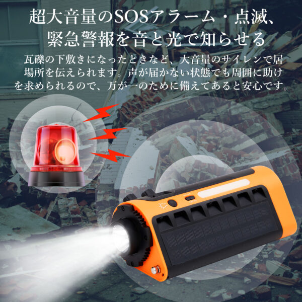 Litake 多機能防災ラジオ 大容量 5200mAh LEDライト 懐中電灯 手回し充電 USB充電 AM/FM スマホ充電 SOS コンパス付 防水 非常用 防災グッズ - 画像 (5)