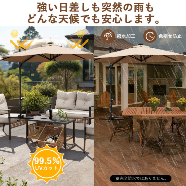 Litake  ガーデンパラソル 300m 大型 パラソル 傘 角度調節 クランク式 ビーチパラソル UVカット - 画像 (6)