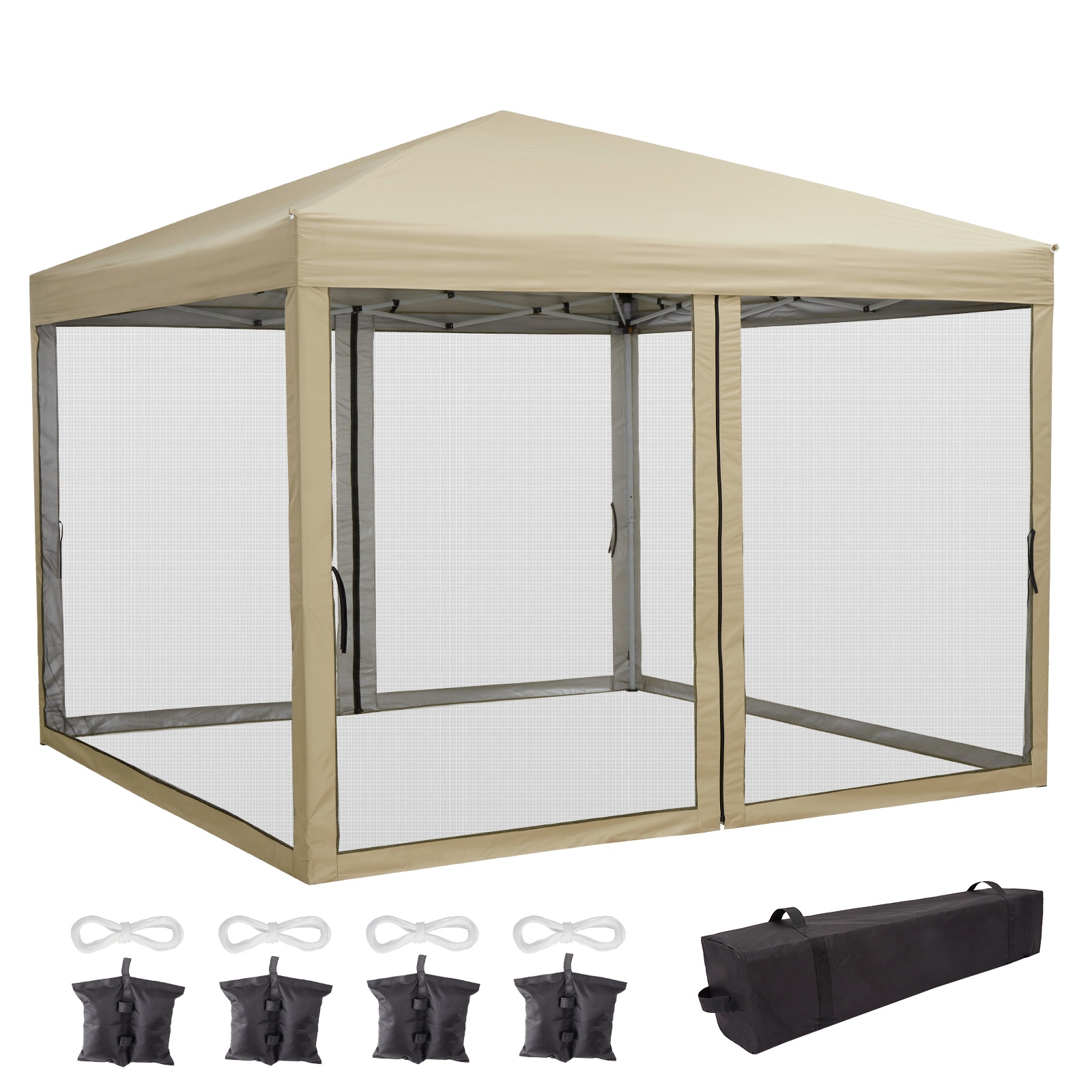 Litake  タープテント 3m×3m 蚊よけネット 頑丈 スチール 大型 UV加工 撥水 日よけ イベント アウトドア キャンプ