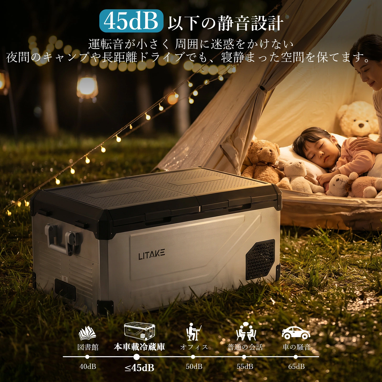 Litake 車載冷蔵庫 M75/M95 デュアルゾーン 二室独立温度制御 -20℃~20℃ 1℃単位設定 LED 庫内灯 扉開閉方向変更可 バッテリー保護機能付き 大容量 75L 95L - 画像 (5)