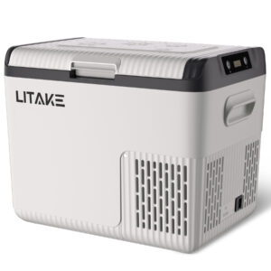 Litake  車載冷蔵庫G18DG12D コンプレッサー式 -20℃～20℃ 急速冷凍 4Way電源対応  バッテリー内蔵可能 2室独立温度制御 大容量 DC12V/24V AC100V 低電圧保護 静音 車載家庭両用 庫内灯付 車中泊 アウトドア