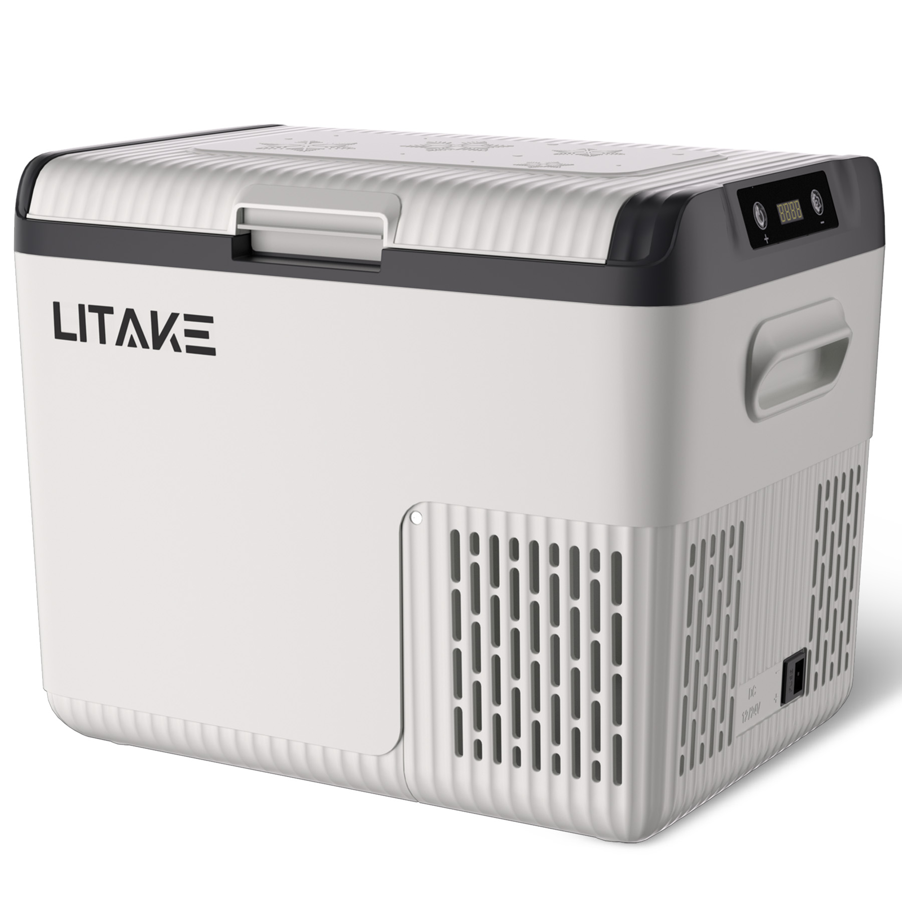 Litake  車載冷蔵庫G18DG12D コンプレッサー式 -20℃～20℃ 急速冷凍 4Way電源対応  バッテリー内蔵可能 2室独立温度制御 大容量 DC12V/24V AC100V 低電圧保護 静音 車載家庭両用 庫内灯付 車中泊 アウトドア